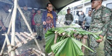MOHAMED Khaled Nordin melawat pameran tentera ketika Program Semarak ATM Bersama Komuniti di Pulau Banggi, Kudat, semalam. – UTUSAN/AMIR KHALID