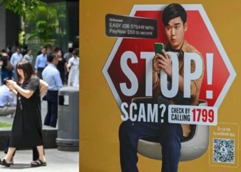 SEKITAR 190,000 kes penipuan dilaporkan sepanjang lima tahun lalu di Singapura. – AFP