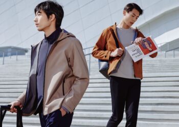 Rona perang tanah dan kopi serta campuran halus jingga dan gamboj dalam siri Performance Wear.