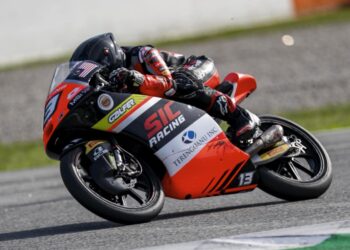 Pelumba SIC Racing-MSi, Hakim Danish mempamerkan aksi yang baik dalam perlumbaan 1 dan 2 pada pusingan keenam Kejuaraan Dunia FIM JuniorGP di Barcelona, Sepanyol, . - Ihsan SIC Racing