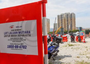KERJA-KERJA fizikal bagi pakej utama untuk projek pembinaan LRT Laluan Mutiara di Pulau Pinang telah bermula sejak beberapa bulan yang lalu.-UTUSAN/DANIAL SAAD