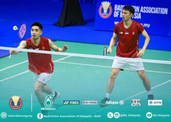 Chia Weijie-Lwi Sheng Hao bakal berdepan Kang Khai Xing-Aaron Tai pada perlawanan akhir Kejohanan Badminton Antarabangsa Syed Modi di Lucknow, India, esok. - IHSAN FB BAM