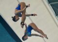 AKSI Datuk Pandelela Rinong (kiri) bersama Lee Yiat Qing dalam acara 10 meter (m) platform seirama wanita di Kejohanan Terbuka Malaysia 2025 di Pusat Akuatik Bukit Jalil, hari ini. - UTUSAN/ISKANDAR ISHAK