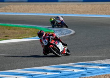 Qabil Irfan Azlan meraih kedudukan ketiga dalam perlumbaan 1 bagi kelas ESBK Talent pada Kejuaraan Motosikal Superbike Sepanyol di Litar Jerez, Sepanyol, hari ini. - Ihsan ZK Racing