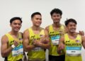 Skuad negara yang dianggotai Aliff Iman Mohd Fahimi, Jonathan Nyepa, Pengiran Aidil Auf Hajam dan Danish Iftikhar Muhammad Roslee mencatat masa 39.03 saat (s) untuk meraih pingat perak.