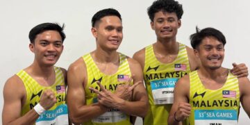 Skuad negara yang dianggotai Aliff Iman Mohd Fahimi, Jonathan Nyepa, Pengiran Aidil Auf Hajam dan Danish Iftikhar Muhammad Roslee mencatat masa 39.03 saat (s) untuk meraih pingat perak.