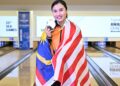 NATASHA Roslan tewas kepada pemain Singapura, Charmaine Chang pada aksi final perseorangan wanita tenpin boling Sukan SEA 2025 di Blu-O Rhythm Bowl, Bangkok hari ini. - IHSAN MTBC