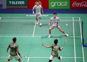 AKSI Beregu lelaki negara, Aaron Chia-Soh Wooi Yik  di Sukan SEA Thailand 2025.