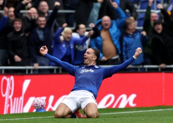 PEMAIN Everton, Jack Grealish meraikan gol menentang Bournemouth.-AFP