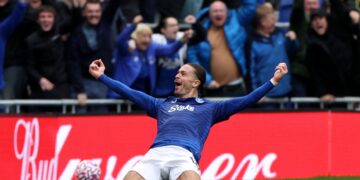 PEMAIN Everton, Jack Grealish meraikan gol menentang Bournemouth.-AFP