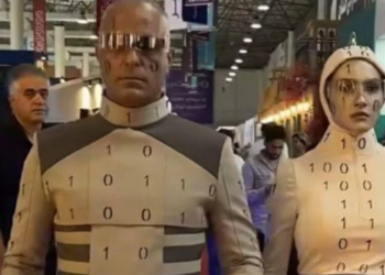 DUA ‘robot humanoid’ yang dipamerkan di Ekspo Teknologi Kish Inox di Iran. – AGENSI
