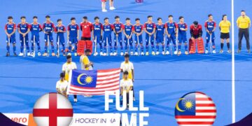 SKUAD hoki remaja negara terpaksa akur dengan kekalahan 3-1 kepada England dalam aksi terakhir Kumpulan E  Piala Dunia Hoki Remaja di Tamil Nadu, India, hari ini. - Ihsan Konfederasi Hoki Malaysia