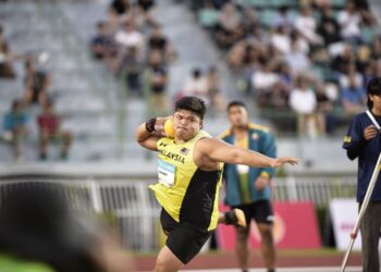 ATLET  lontar peluru negara, Jonah Chang Rigan ketika beraksi dalam acara lontar peluru di Sukan SEA Thailand 2025.- Ihsan Olahraga Malaysia.