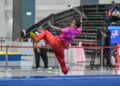 Atlet wushu, Tan Cheong Min beraksi dalam acara nanquan-nandao-nangun wanita pada Sukan SEA Thailand 2025 di Kompleks Kerajaan Bangunan Chaeng Watthana di sini hari ini.