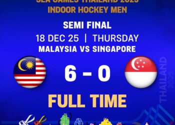 SKUAD hoki dalam dewan lelaki negara mengesahkan tiket ke final Sukan SEA 2025. - Konfederasi Hoki Malaysia