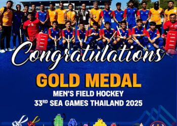 SKUAD hoki negara mempertahankan pingat emas di Sukan SEA buat kali ke-17 berturut-turut. - Konfederasi Hoki Malaysia