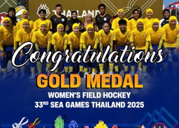 SKUAD hoki wanita negara cemerlang apabila memenangi pingat emas Sukan SEA 2025 di Bangkok hari ini. - Konfederasi Hoki Malaysia