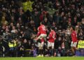PEMAIN Manchester United meraikan gol pertama mereka ketika seri 1-1 menentang West Ham dalam aksi liga di tempat sendiri, semalam. - AFP