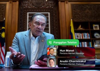 ANWAR Ibrahim menghubungi rakan sejawatnya dari Kemboja, Hun Manet dan dari Thailand, Anutin Charnvirakul bagi membincangkan pergolakan antara kedua-dua negara itu. - FB ANWAR IBRAHIM