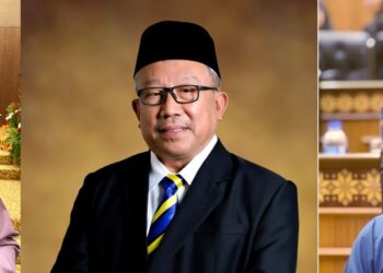 Dari kiri: ABU BAKAR HAMZAH, MEGAT HASHIRAT HASSAN dan IZIZAM IBRAHIM