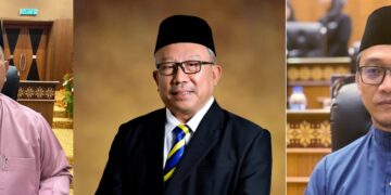 Dari kiri: ABU BAKAR HAMZAH, MEGAT HASHIRAT HASSAN dan IZIZAM IBRAHIM