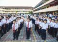 MURID tahun satu Sekolah Kebangsaan (SK) Bandar Baru Sintok menyertai perhimpunan pertama mereka sempena pembukaan sekolah sesi 2026 di Changlun, Kubang Pasu, Kedah semalam. 
– UTUSAN/SHAHIR NOORDIN