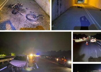 KEADAAN kemalangan di lokasi kejadian yang mengakibatkan dua beranak maut di  Kilometer 10 arah selatan Lebuhraya Seremban–Port Dickson di Seremban tengah malam tadi.