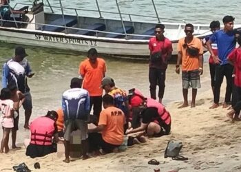 SEORANG pelancong wanita warga Taiwan lemas ketika melakukan aktiviti snorkeling bersama keluarga di Pulau Giam, Pantai Teluk Nipah di Pulau Pangkor hari ini.