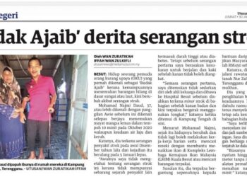 * Keratan akhbar Utusan Malaysia siaran 30 Januari 2026 muka surat 29 ‘Budak Ajaib’ derita serangan strok.