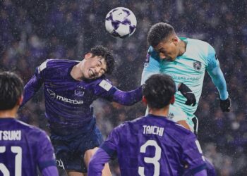 AKSI ketika JDT tewas 1-2 kepada Sanfrecce Hiroshima dalam aksi Liga Juara-Juara Asia Elit (ACLE) di Hiroshima.-IHSAN JOHOR SOUTHERN TIGERS