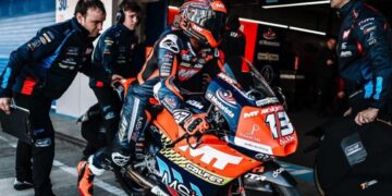 Hakim Danish melakukan penampilan sulung sebagai pelumba tetap Moto3 pada perlumbaan pembukaan musim di Grand Prix Thailand, Litar Antarabangsa Chang, Buriram, Thailand, hujung minggu ini. - FB ZK Racing