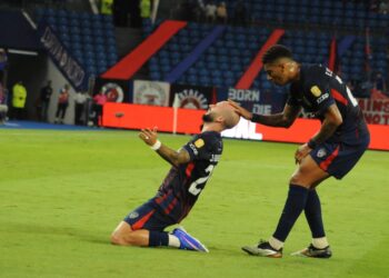 PERTAHANAN JDT Joao Figueiredo meraikan gol jaringannya pada aksi Liga Super 2025/2026 menentang Imigresen FC di Stadium Sultan Ibrahim, Iskandar Puteri disini hari ini. UTUSAN/RAJA JAAFAR ALI