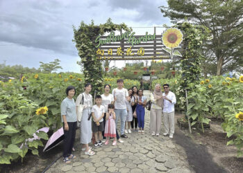PELANCONG berkunjung ke Ladang Bunga Matahari Bagan Sungai Burung di Bagan Datuk, Perak. – MINGGUAN/AIN SAFRE BIDIN