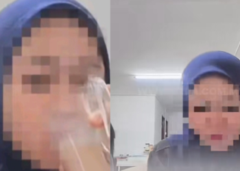 TANGKAP layar seorang wanita yang makan dan minum secara terbuka ketika membuat siaran langsung di sebuah aplikasi media sosial kelmarin.