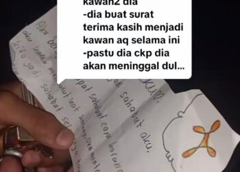 Mangsa membuat surat terima kasih kerana sudi menjadi kawannya.