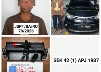 TINDAKAN memandu secara melulu seorang lelaki berakhir apabila ditahan oleh Jabatan Siasatan dan Penguatkuasaan Trafik (JSPT) Bukit Aman – Foto Ihsan JSPT
