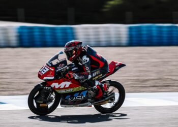 Hakim Danish sewaktu beraksi pada sesi ujian rasmi musim sejuk di Litar Jerez, Sepanyol, hujung minggu lalu. - Ihsan MSi Racing Team