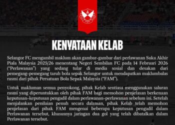Kenyataan yang dikeluarkan oleh Selangor FC. - IHSAN SELANGOR FC