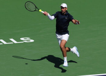 Novak Djokovic ketika beraksi di Terbuka Indian Wells di California, hari ini. - AFP