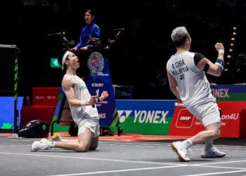 Aaron-Wooi Yik kekal konsisten mara dalam perlawanan akhir buat kali kedua berturut-turut pada kejohanan berstandard Super 1,000, musim ini, selepas berbuat demikian pada Terbuka Malaysia.-IHSAN BAM