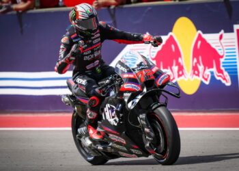 Marco Bezzecchi ketika mengemudi jenteranya pada GP Amerika Syarikat, semalam