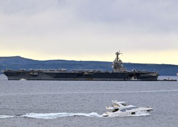 KAPAL USS Gerald R Ford mengalami kerosakan termasuk sistem tandasnya. - AFP