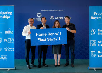 (Dari kiri) PENGARAH Pembangunan Hartanah (Wilayah Tengah) IOIPG,  Ho Kwok Wing, Ketua Pegawai Operasi Kumpulan, Pembangunan Hartanah (Malaysia) IOIPG, Teh Chin Guan (dua dari kiri), Pengarah Urusan, Perniagaan Gadai Janji, Affin Bank Berhad, Jessie Wong (tiga dari kiri) dan Ketua Perikatan Strategik dan Penjenamaan, AFFIN Bank Berhad, Simeon Leong (empat dari kiri) dalam satu majlis penyelesaian pembiayaan AFFIN Home Reno/-i dan Flexi Save/-i untuk hartanah kediaman dan komersial terpilih di Lembah Klang dan Johor.