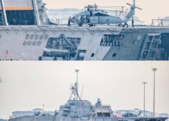 GAMBAR kapal perang USS Tulsa dan USS Santa Barbara yang dirakam sedang berlabuh di NBCT, Butterworth, Pulau Pinang.-IHSAN/INSTAGRAM SHERWYND KESSLER