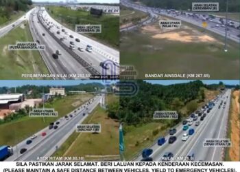 TRAFIK perlahan di Lebuhraya Utara-Selatan (PLUS) di beberapa kawasan tumpuan, hari ini.