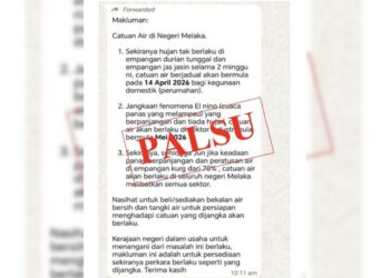 BKSA menafikan pelaksanaan catuan air di Melaka yang tular di media sosial.