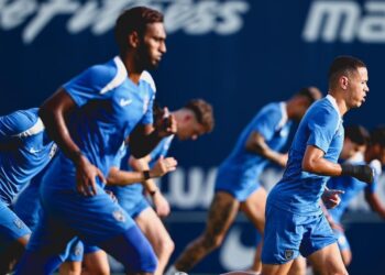 PEMAIN JDT menjalani latihan menjelang aksi menentang Terengganu FC.-IHSAN JST