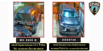 DUA buah kenderaan milik JKM yang sebelum itu dicuri di Malaysia ditemukan di Thailand selepas Pusat Pemeriksaan Kastam Sungai Golok.- IHSAN KASTAM