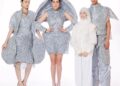 NUR Diyana Mohd. Zamili (dua dari kanan) bersama barisan model yang memperagakan busana rekaannya.