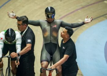 2026. Pelumba trek lelaki Malaysia, Muhammad Shah Firdaus Sahrom ketika beraksi acara keirin lelaki pusingan pertama pada Kejohanan Trek Piala Dunia di Velodrom Nasional Nilai di sini, hari ini. Gambar ISKANDAR ISHAK